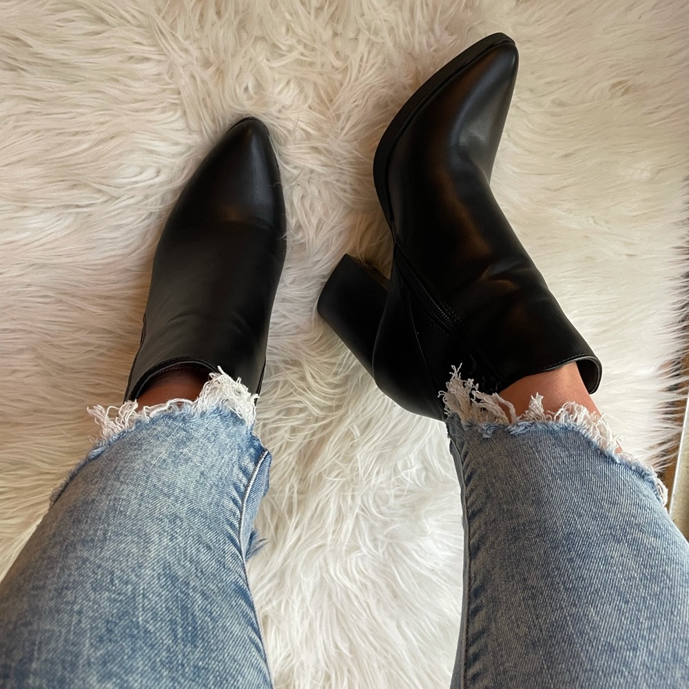 Black Faux Leather Ankle Booties - Picture 16 of 16